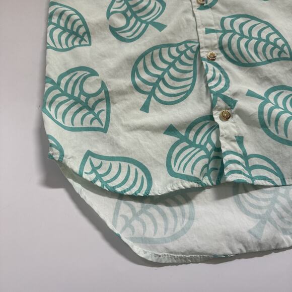 Animal Crossing x Cakeworthy Button Up Shirt Small Teal Leaf All Over Print - Picture 5 of 9